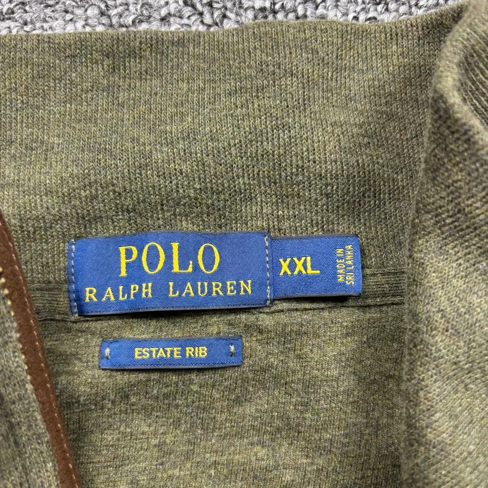2000s Polo Ralph Lauren Estate Rib Quarter Zip‎ Pullover Olive Green Size 2XL